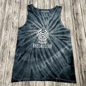 Adult Small BassNectar Blue Gray Tie Dye Graphic Tank Top Excellent Condition